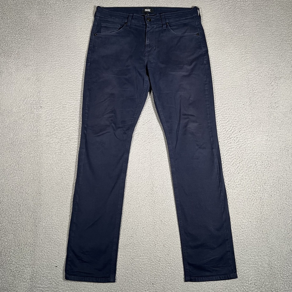 Paige Pants Mens 32x33 Blue Federal Casual Preppy Stretch 5 Pocket Chino Logo‎